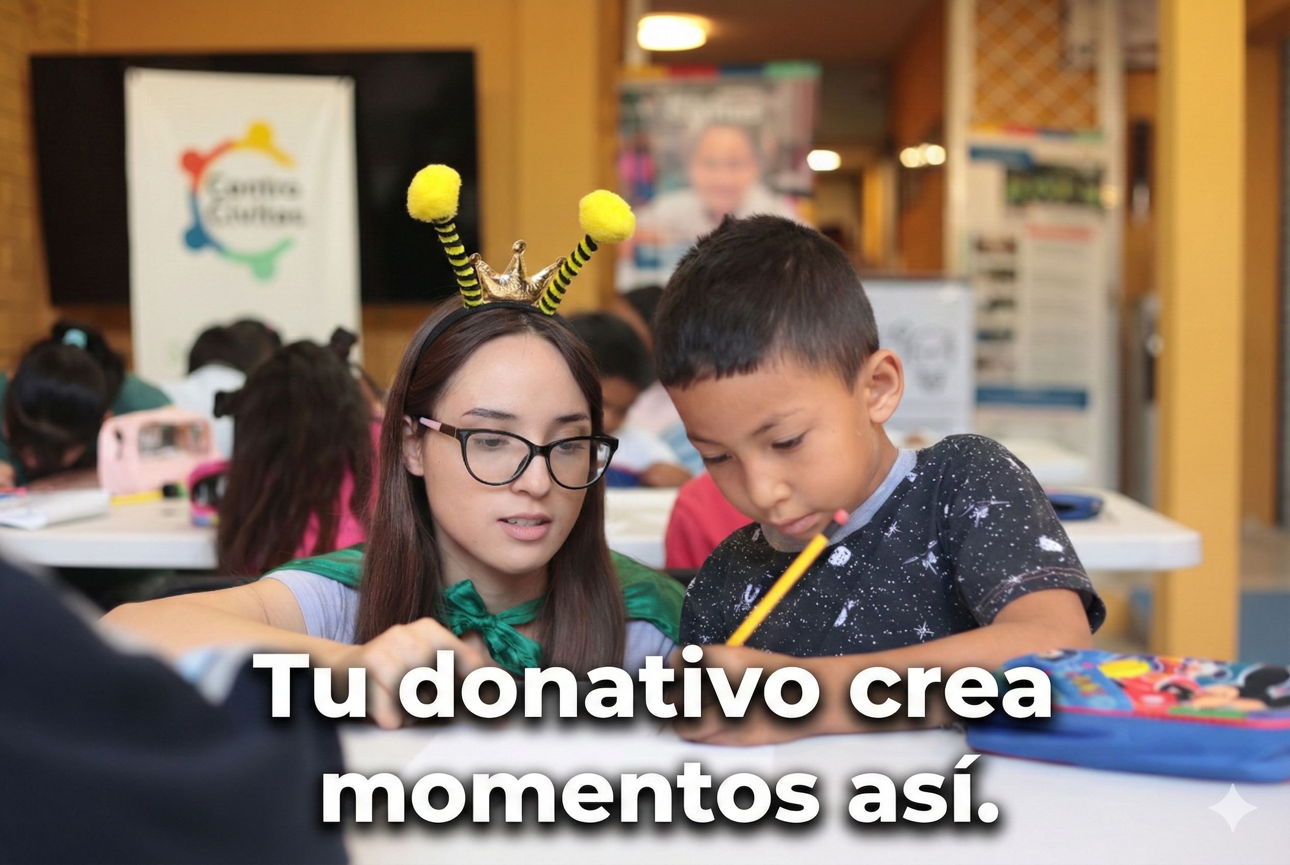 Niñas y niños en el curso de civismo